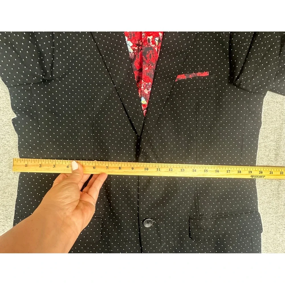 Alan Flusser Polka Dot Blazer Mens 40R Black Butterfly Lining Blazer